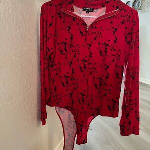 Poof! Red and Black Patterned Top